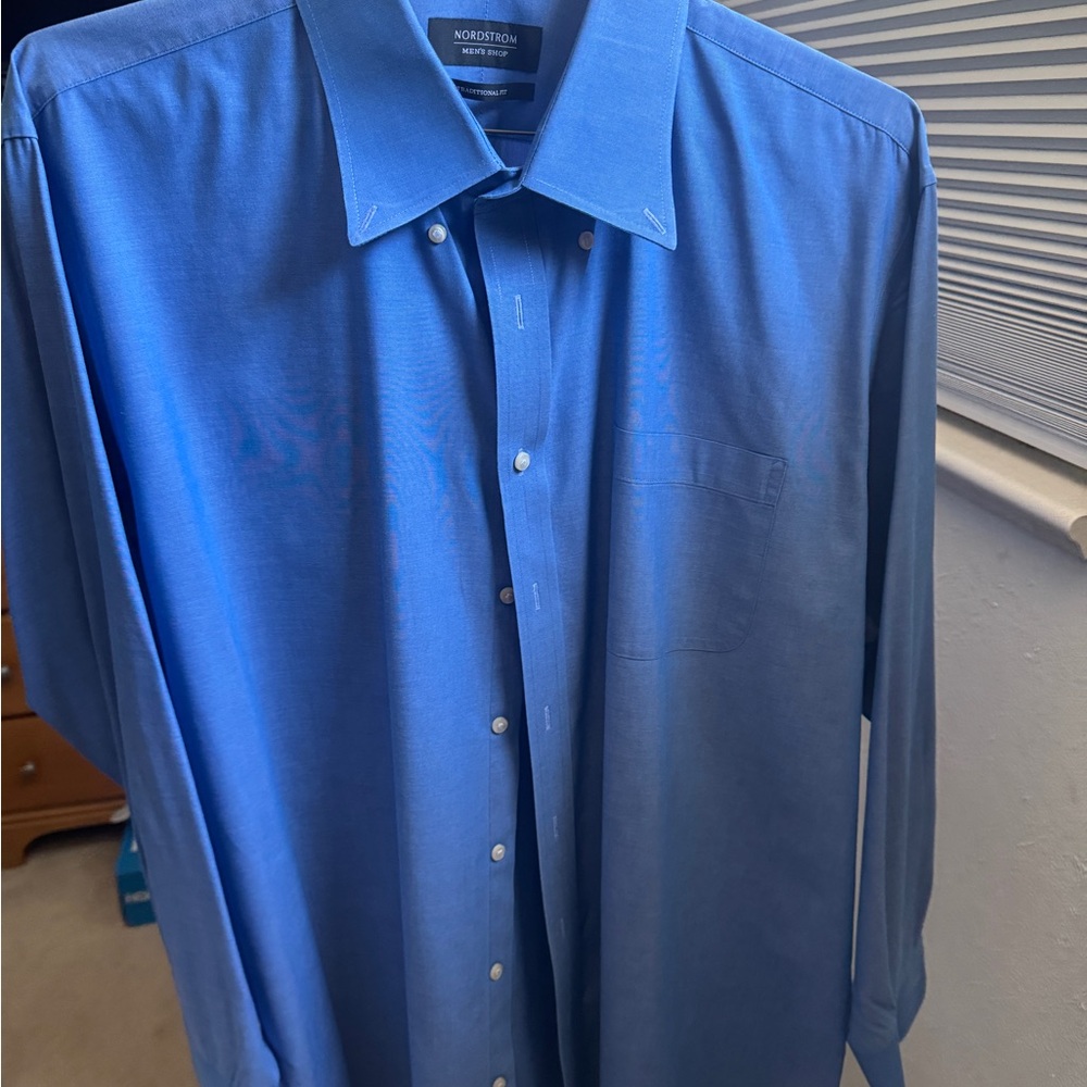 Nordstrom Men's Blue Dress Shirt Size 17.5